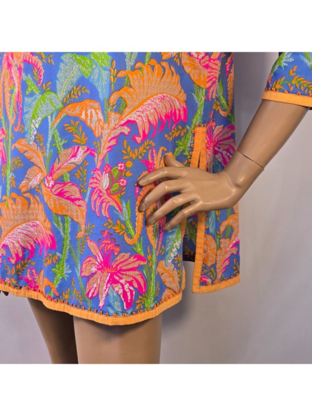 Gretchen Scott Resortwear Split Neck Tropical Pullover Tunic 3/4 Sleeve Sz L - Picture 6 of 13